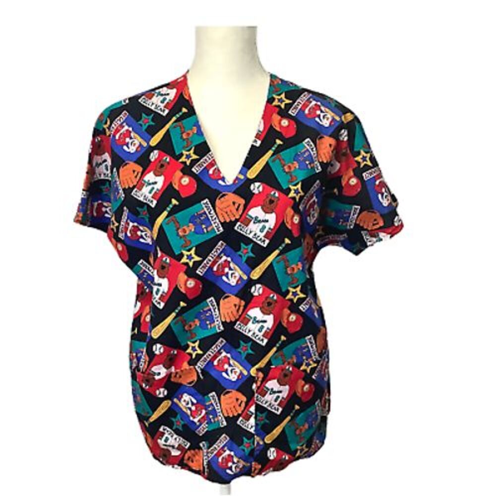 Womans Cotton Scrub Size M Billy Bear Mickey Moose Reggie Rabbit xmas
